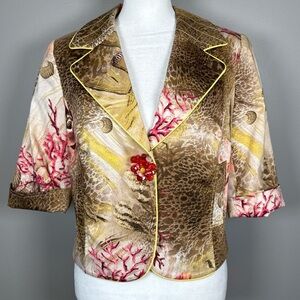 Alberto Makali seashell print blazer brown pink Multicolor Size 8 Lined